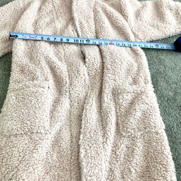 Pottery Barn Knee Length Teddy Bear Fluffy Cozy Sherpa Robe Ballet Blush Pink M - Picture 8 of 10